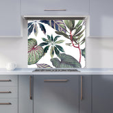 Watercolor Tropical Leaf Kitchen Splashback