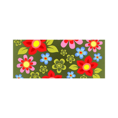 Red And Blue Flowers Glass Bathroom Splashback