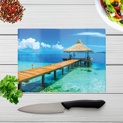Maldive Beach Resort Glass Chopping Board
