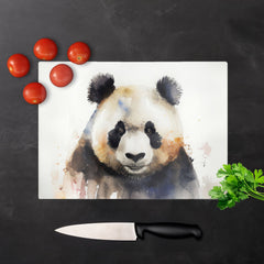 Panda Watercolour Glass Chopping Board