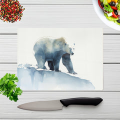 Polar Bear Watercolour Glass Chopping Board