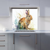 Rabbit Splash Watercolour Kitchen Splashback