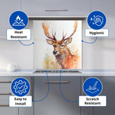 Majestic Stag Watercolour Kitchen Splashback