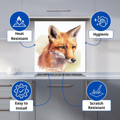 Fox Watercolour Kitchen Splashback