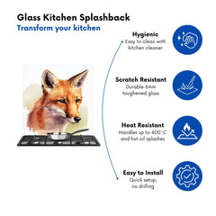 Fox Watercolour Kitchen Splashback