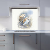 Duo of Barn Owls Watercolour Kitchen Splashback