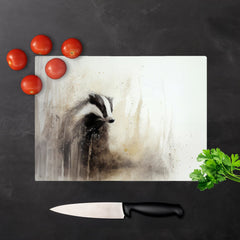 Badger Watercolour Glass Chopping Board