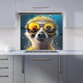Meerkat With Golden Glasses Splashart Kitchen Splashback