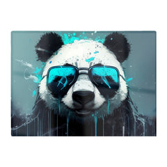 Panda With Blue Glasses Splashart Glass Chopping Board