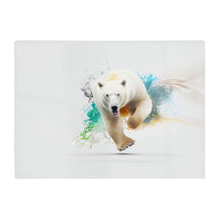 Charging Polar Bear Glass Chopping Board