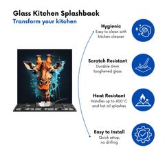 Blue Giraffe Face Splashart Kitchen Splashback