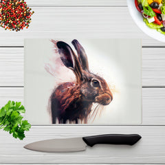 Hare Face Splashart Glass Chopping Board