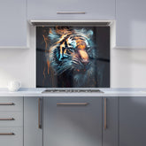 Tiger Face Splashart Dark Background Kitchen Splashback
