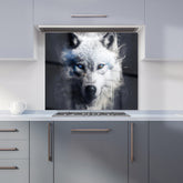 White Wolf Face Splashart Dark Backgrouns Kitchen Splashback