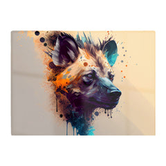 Hyena Face Splashart Light Background Glass Chopping Board