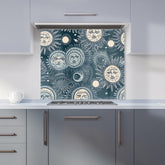 Silver Blue Moon and Stars Kitchen Splashback