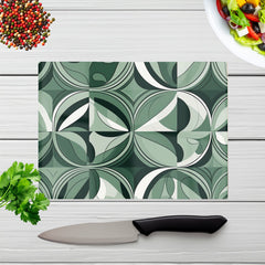 Geometric Green Black Glass Chopping Board