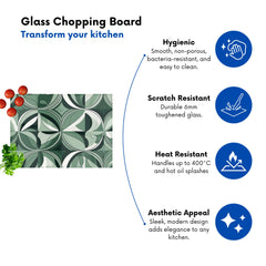 Geometric Green Black Glass Chopping Board