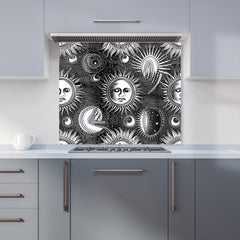 Moon and Sun Black White Kitchen Splashback