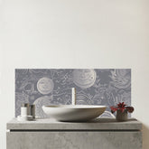 Sun and Moon in Grey Glass Bathroom Splashback