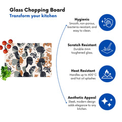 Abstract Grey Brown Silhouette Glass Chopping Board