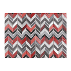 Red Grey Geometric Pattern Glass Chopping Board