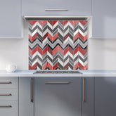 Red Grey Geometric Pattern Kitchen Splashback