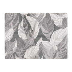Grey Floral Leaves Glass Chopping Board