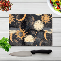 Gold Sun And Moon Glass Chopping Board
