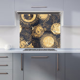 Moon and Sun Gold Blue Kitchen Splashback