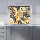 Blue Gold Moon and Sun Kitchen Splashback
