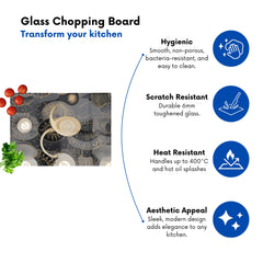 Abstract Silver Gold Sun And Moon Glass Chopping Board