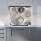 Grey Black Abstract Moon and Sun Kitchen Splashback