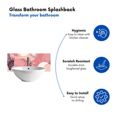 Abstract Pink White Glass Bathroom Splashback