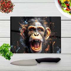 Monkey Face Splashart Glass Chopping Board