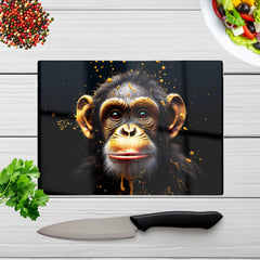 Splashart Cheeky Chimp Face Glass Chopping Board