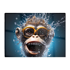 Splashart Cheeky Chimp Face With Glasses Glass Chopping Board