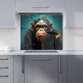 Monkey Face Splashart Blue Kitchen Splashback