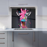 Splashart Giraffe Face Pink Kitchen Splashback