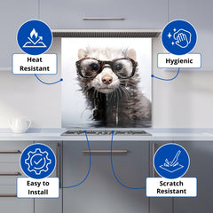 Splashart Ferret With Glasses Kitchen Splashback