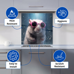 Splashart Dormouse with Pink Glasses Kitchen Splashback