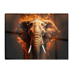 Splashart Elephant And Fire Glass Chopping Board