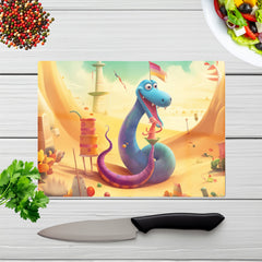 Snake On A Beach Holiday Glass Chopping Board