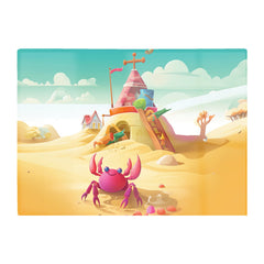 Pink Crab On A Beach Holiday Glass Chopping Board