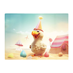 Funky Chicken On A Beach Holiday Glass Chopping Board