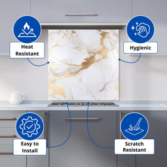 White Marble With Gold Kitchen Splashback