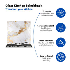 White Marble With Gold Kitchen Splashback