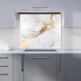 White Marble With Gold Kitchen Splashback