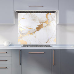 White Marble With Gold Kitchen Splashback