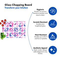 Interlocking Pink Blue Shape Glass Chopping Board